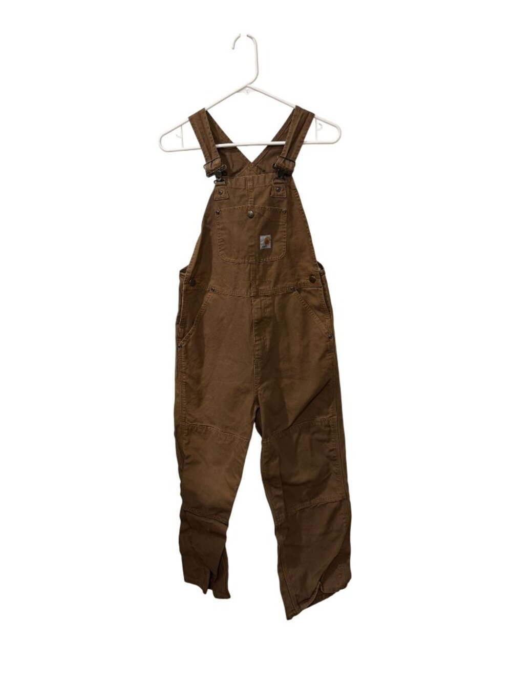 Carhartt Brown Duck Youth Overalls Size 12 Durable Workwear Adjustable Straps